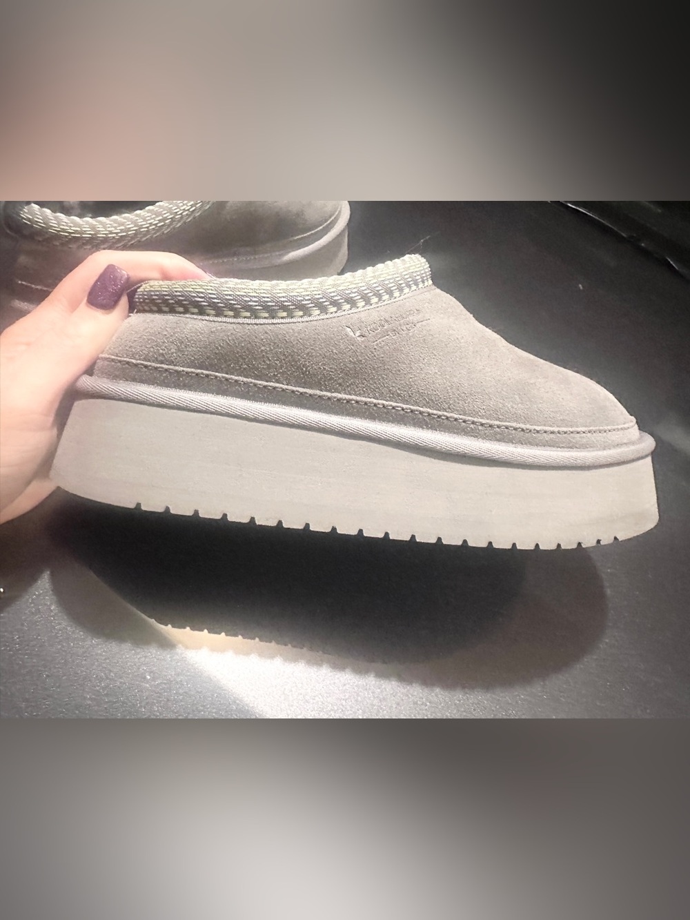 UGG tazz II Women's Platform Slip-On in Light Gray Suede